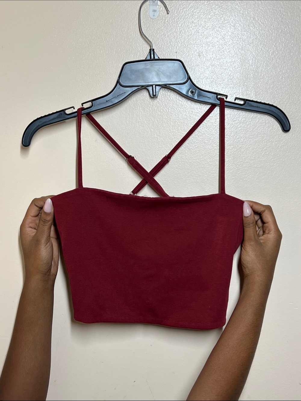 Forever 21 Wine Cropped Cami with Crisscross Back